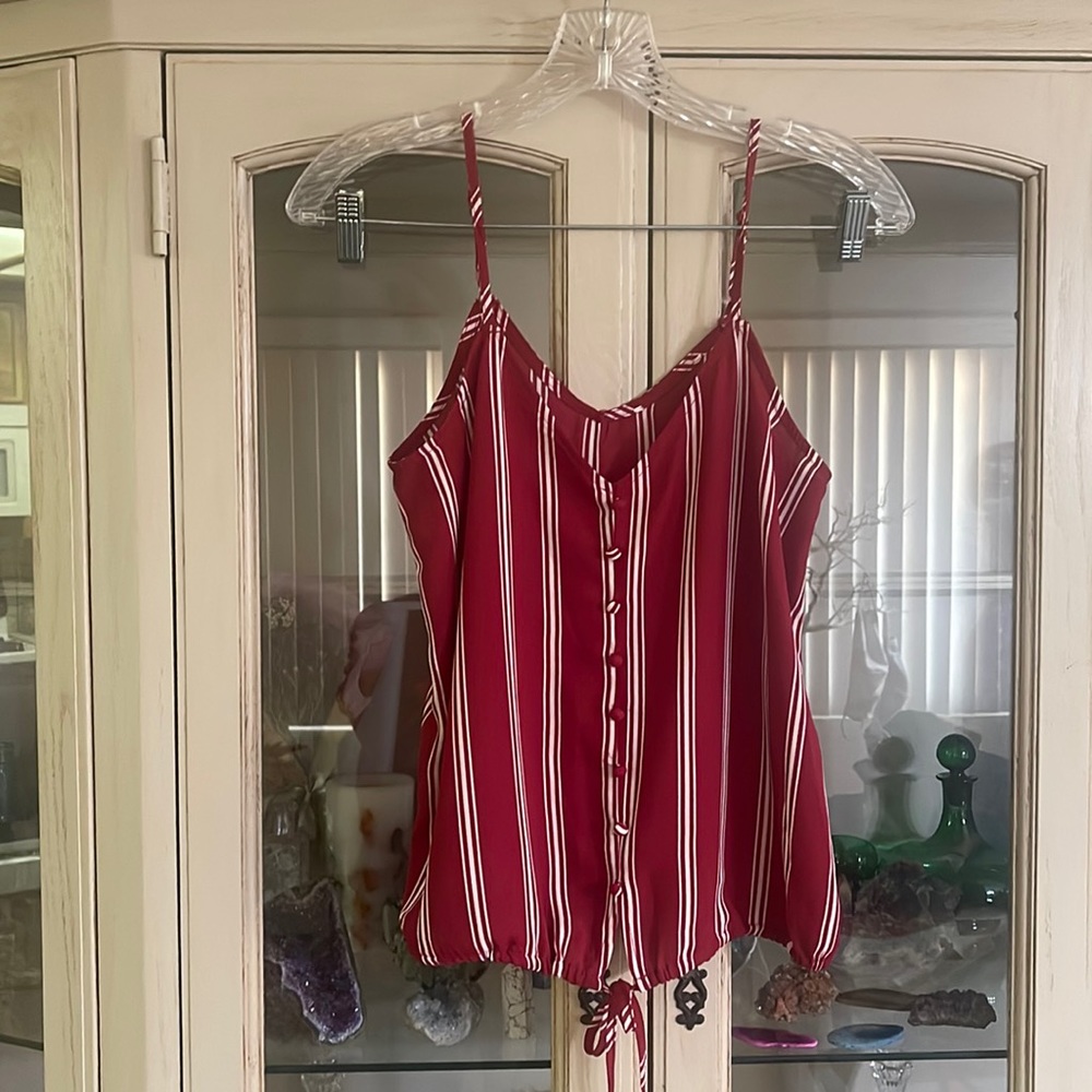 Cute striped brick red tank top